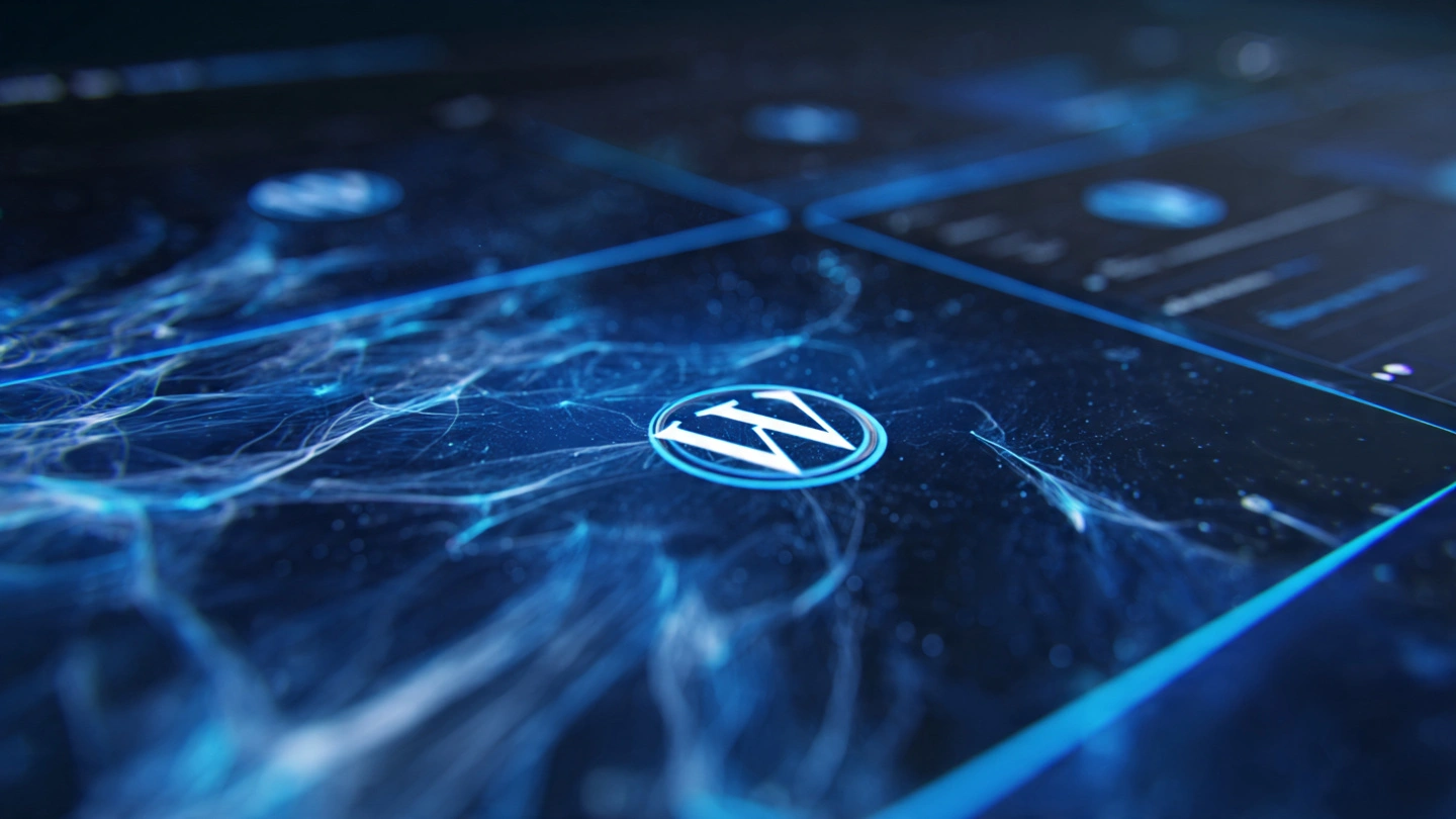 AI för WordPress 2026 modern dashboard blå toner
