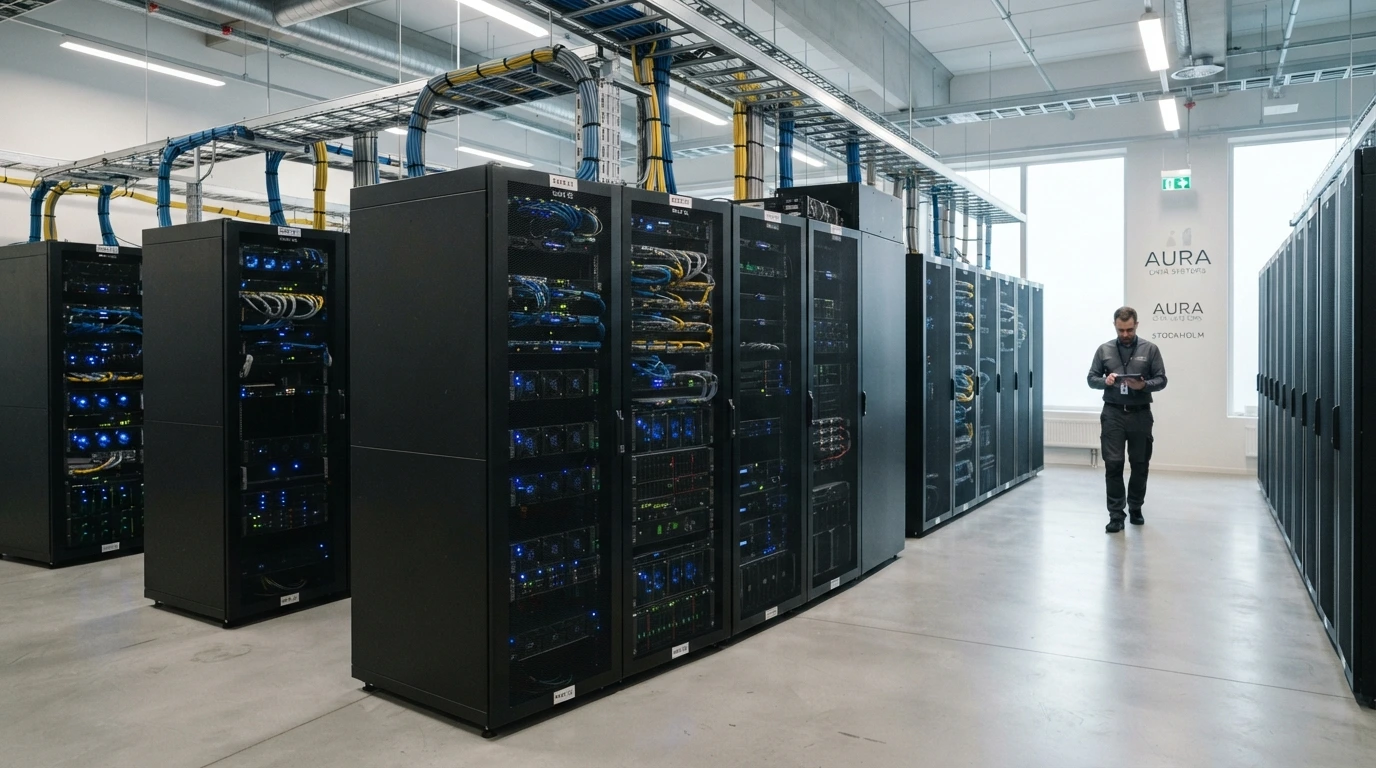 Inte alla webbhotell är skapade lika: Skillnaden mellan billig delad hosting och Managed WordPress 1 Managed WordPress En elegant, modern serverrumsuppsättning med ren kabelhantering och diskreta blå statuslampor på dedikerade serverrack